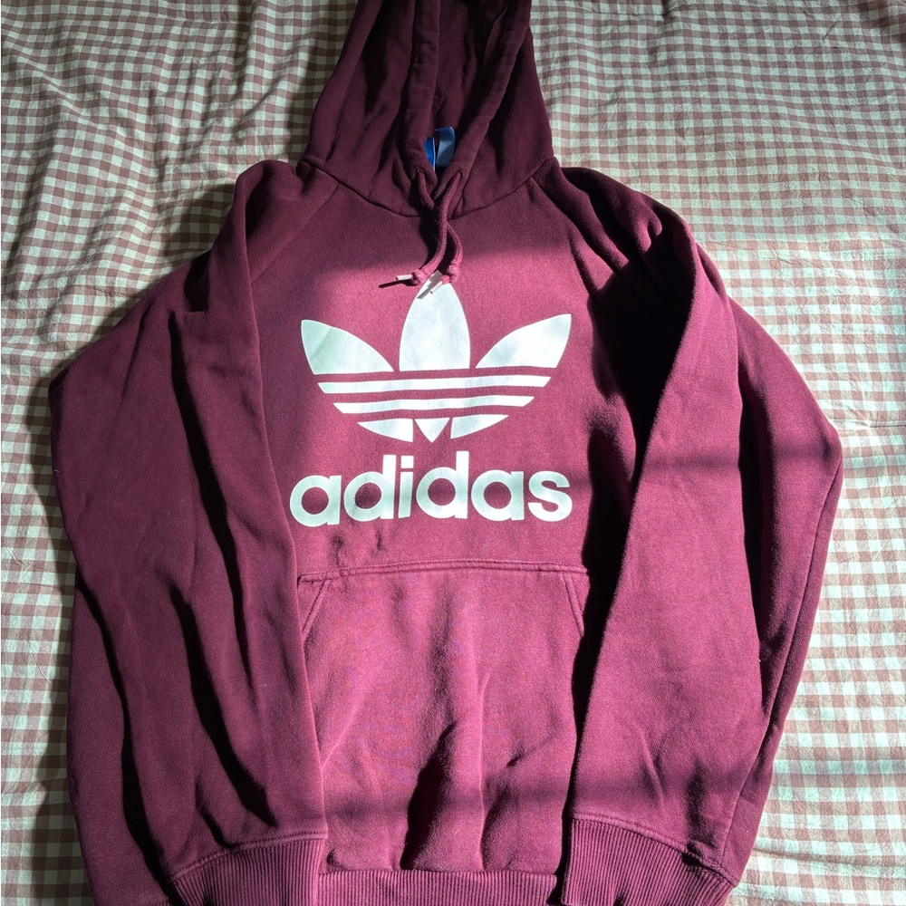 Adidas Maroon Hoodie with White Logo